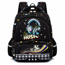 Рюкзак школьный ортопедический для мальчика Music 38 см 1-5 класс с дышащей спинкой Черный (5791329) Рюкзак школьный ортопедический для мальчика Music 38 см 1-5 класс с дышащей спинкой Черный (5791329)